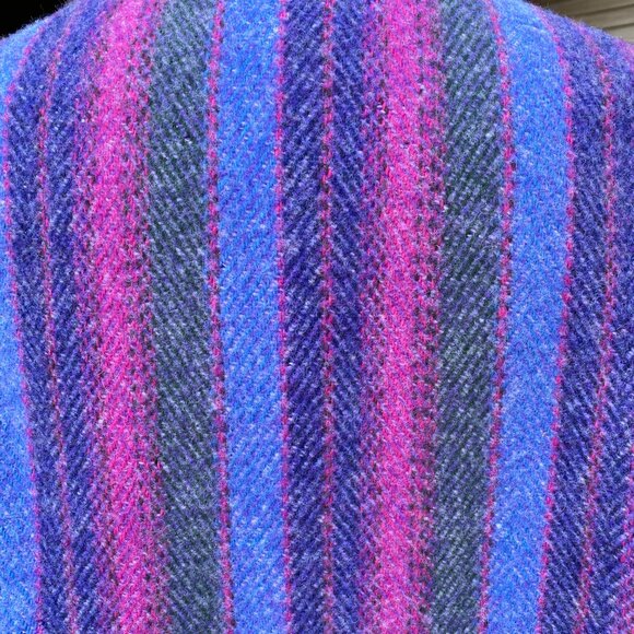 Vintage Hourihan Dublin Wool Striped Cape Poncho Boho Chic 70s Avant Garde-OS - Picture 8 of 16